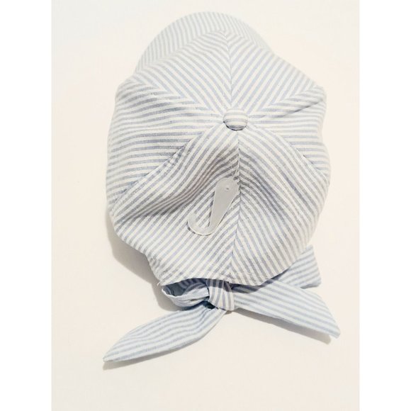 Vince Camuto Blue And White Striped Bow Hat OSFM 100% Cotton - Picture 4 of 7